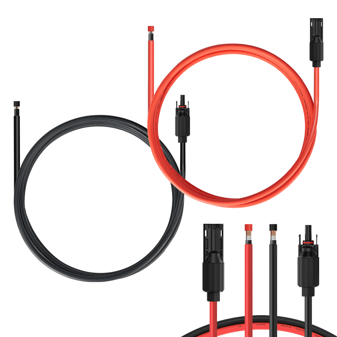 BougeRV 30 Feet 10AWG Solar Extension Cable with Female and Male Connector  with Extra Free Pair of Connectors Solar Panel Adaptor Kit Tool (30FT Red +
