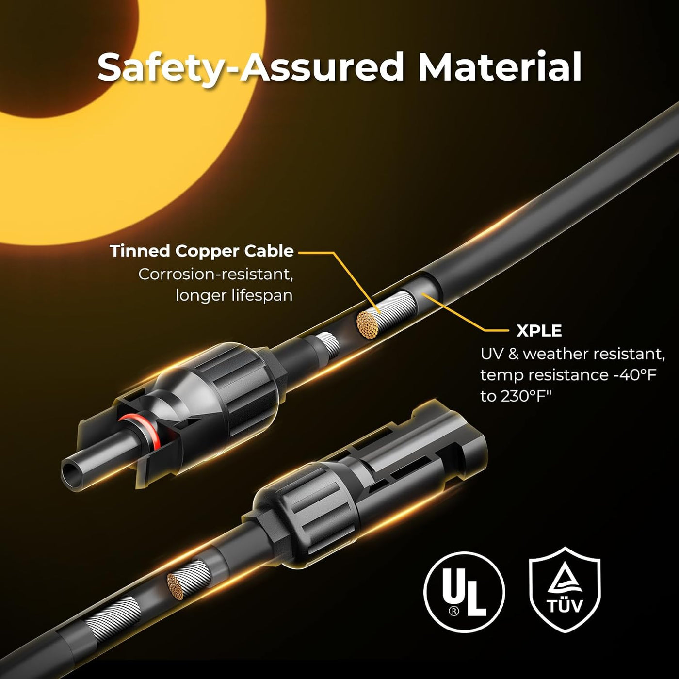 Solar Parallel Connectors for 2-4 Solar Panels, 2 to 8 Y Branch (MFFFF/FMMMM)