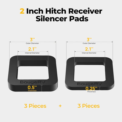 BougeRV 6 Pack 2 Inch Hitch Receiver Silencer Pad