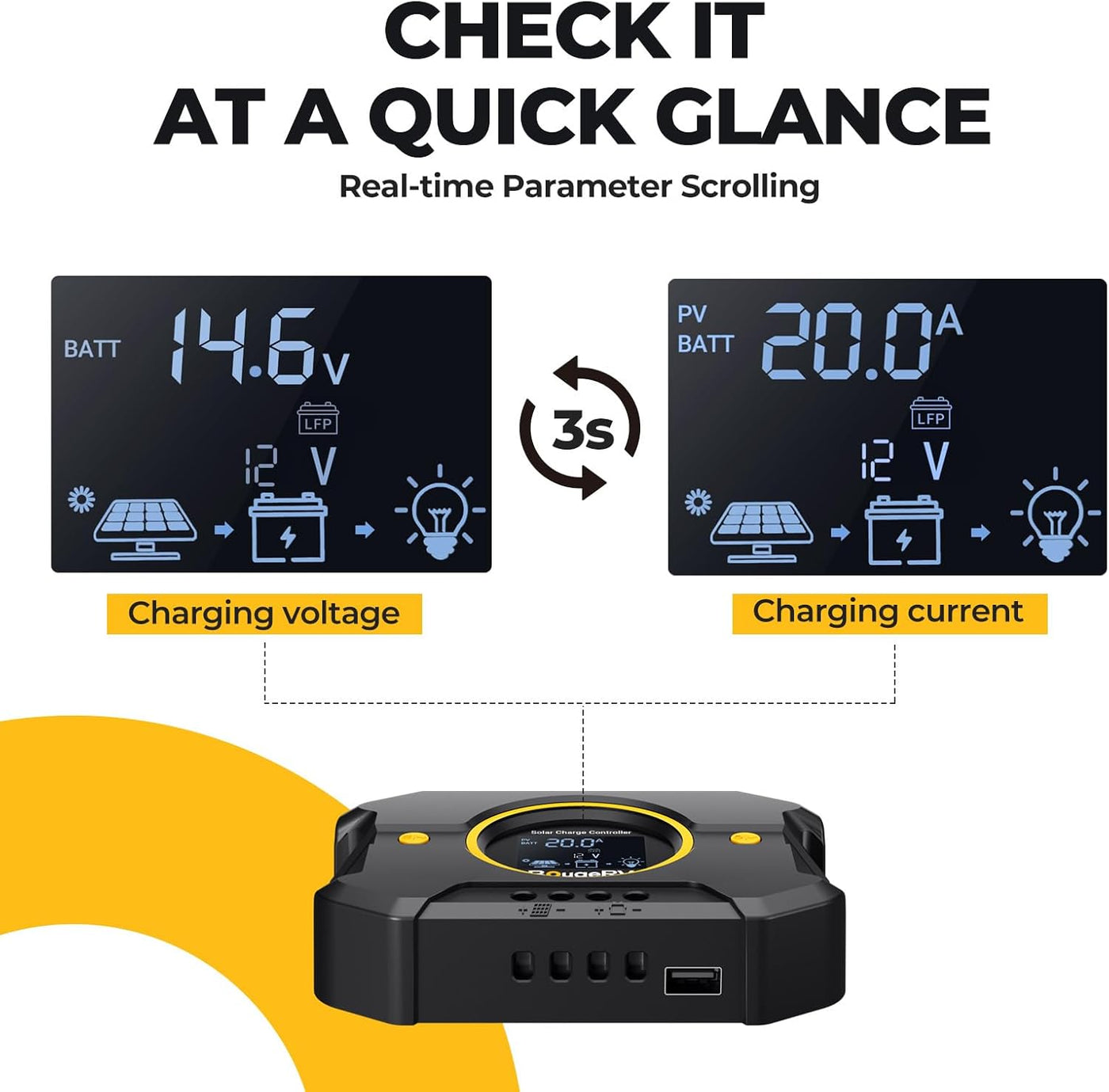 12V/24V Li 20A PWM Solar Charge Controller (Built-in Bluetooth)