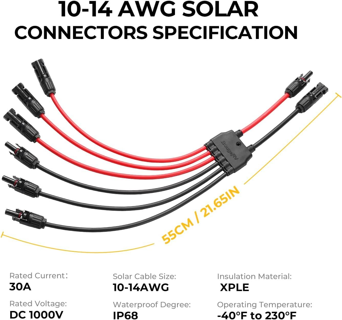 Solar Parallel Connectors for 2-3 Solar Panels, 2 to 6 Y Branch (MFFF/FMMM)