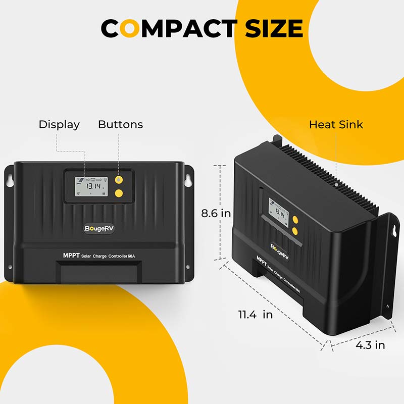 60A MPPT Solar Charge Controller with Bluetooth 12V/24V-8