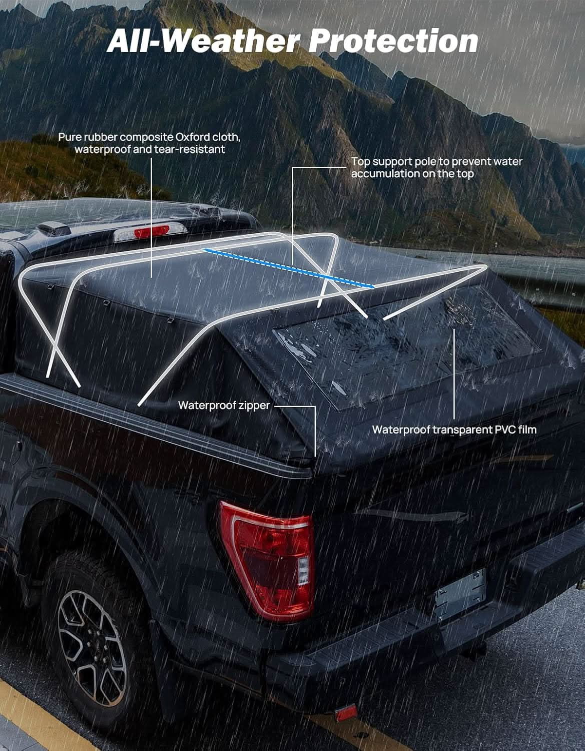 JOYTUTUS Truck Bed Soft Topper for Ford F150 2015-2024 with 5.5' Bed