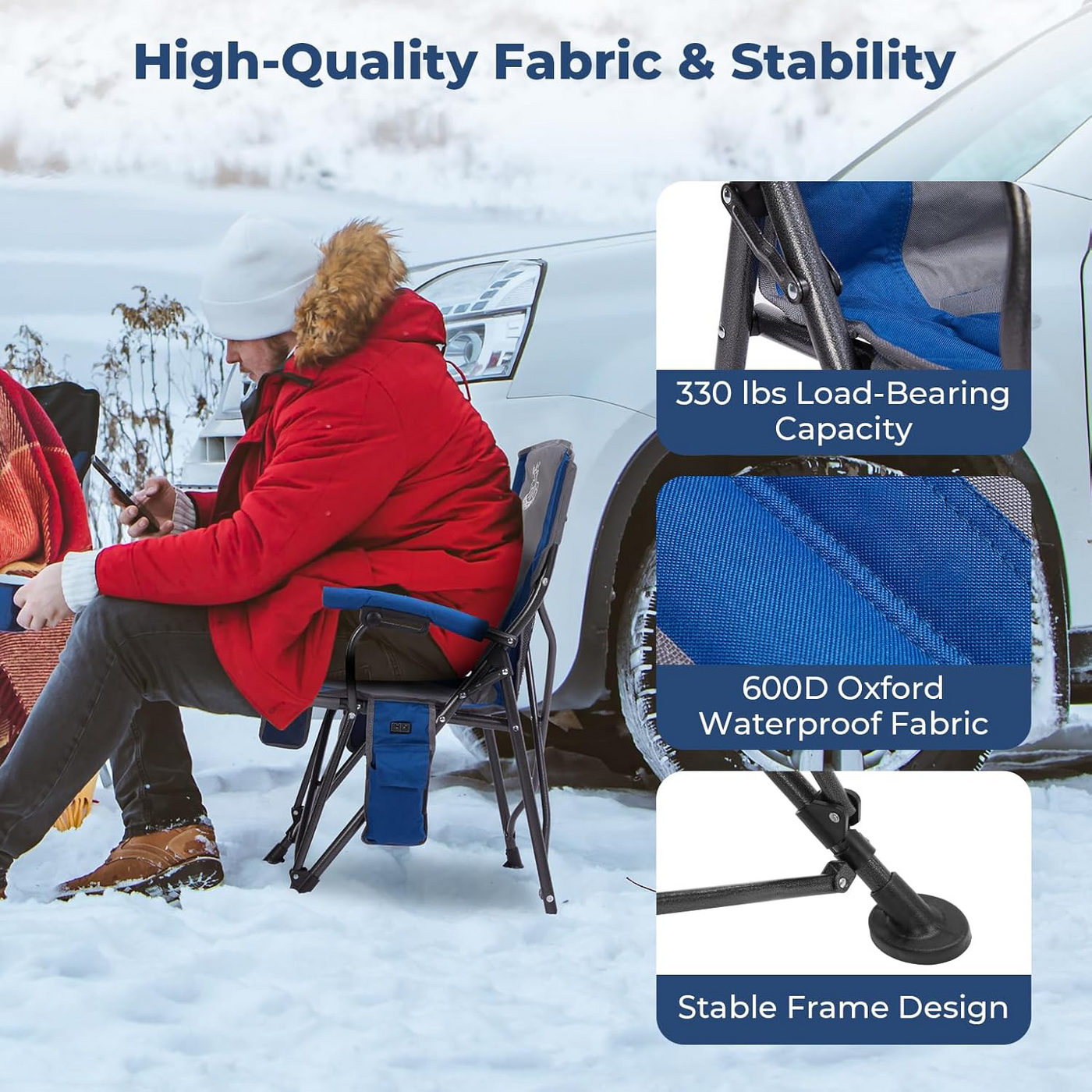 DEERFAMY Heated Camping Chair with 15000 mAh 12V Battery Pack