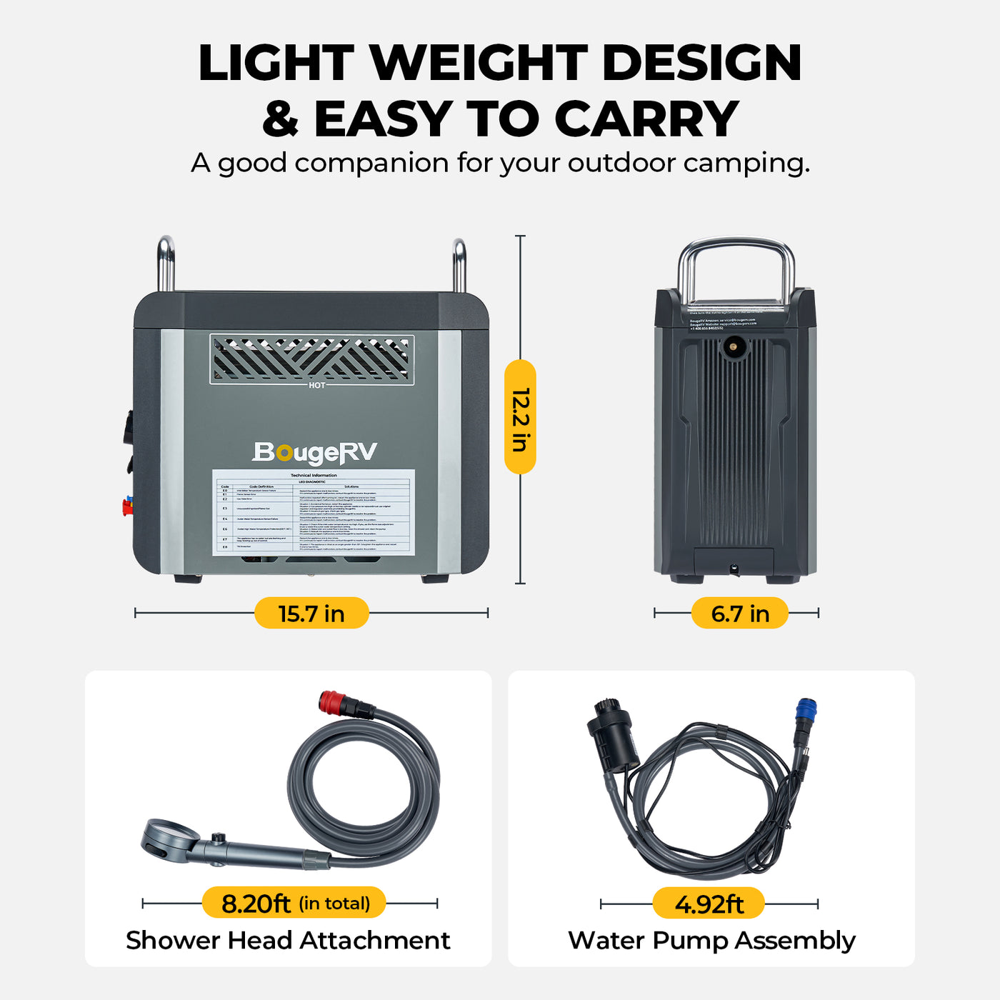 ROVER2000 Semi-Solid Portable Power Station with Propane Camping Water Heater