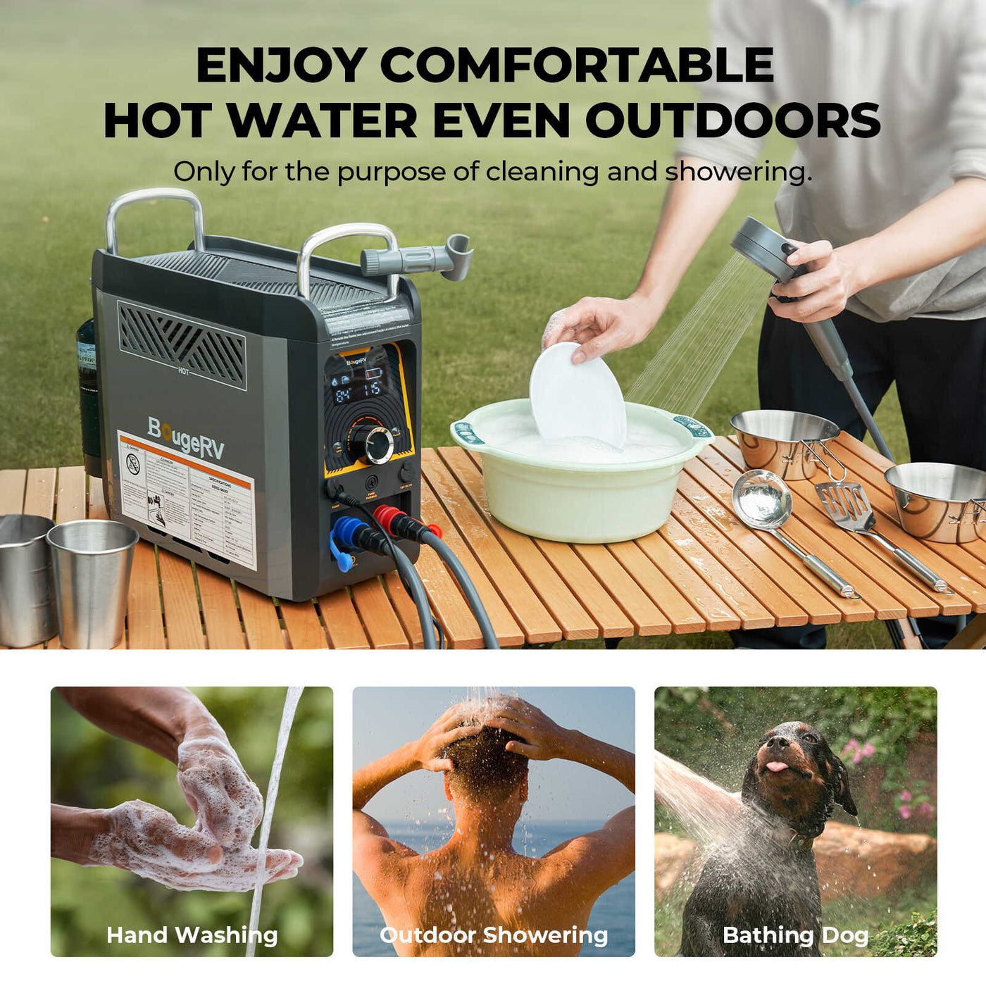 BougeRV Portable Propane Outdoor Camping Water Heater