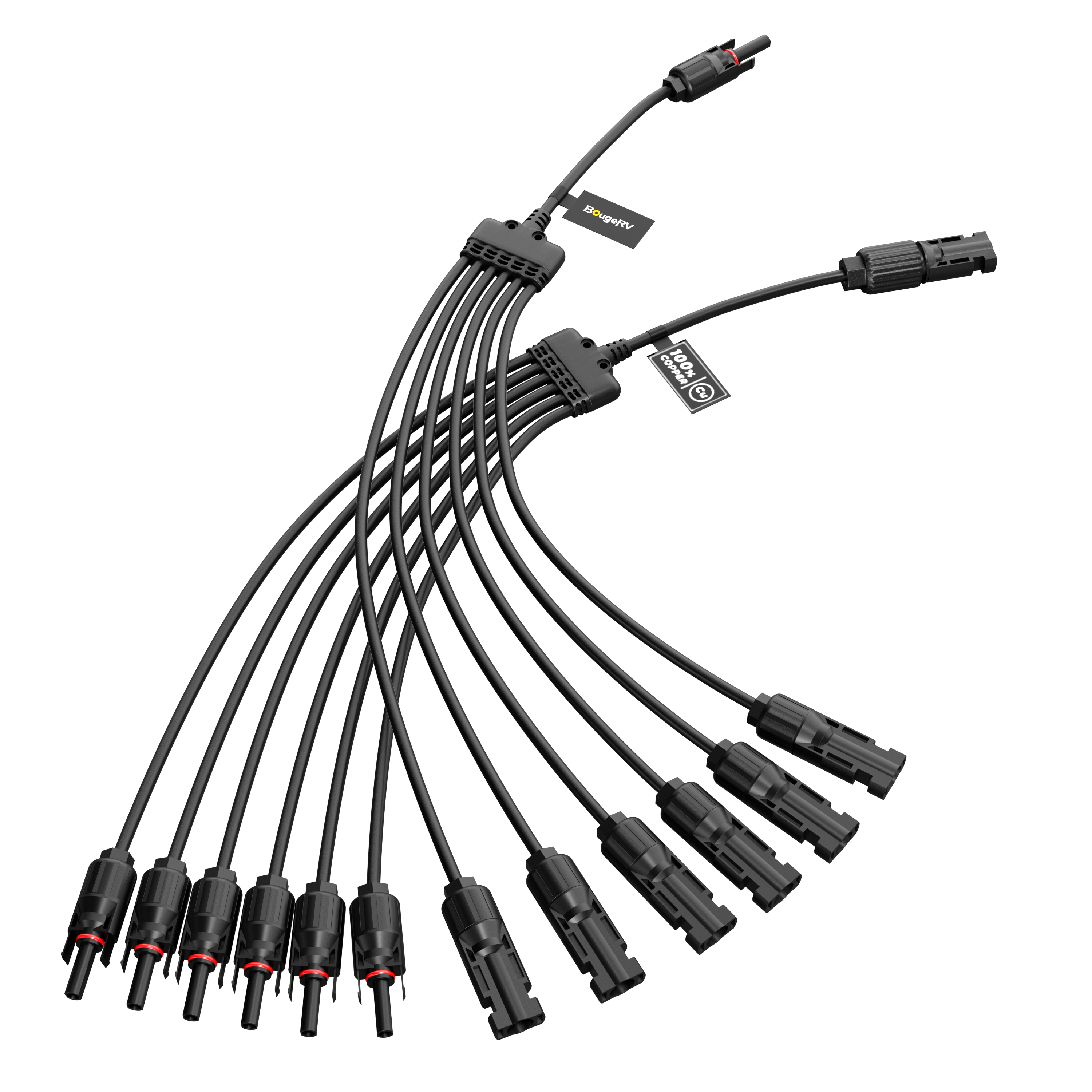 BougeRV Solar Panel Parallel Connectors 1 to 6 Solar Cable Wire