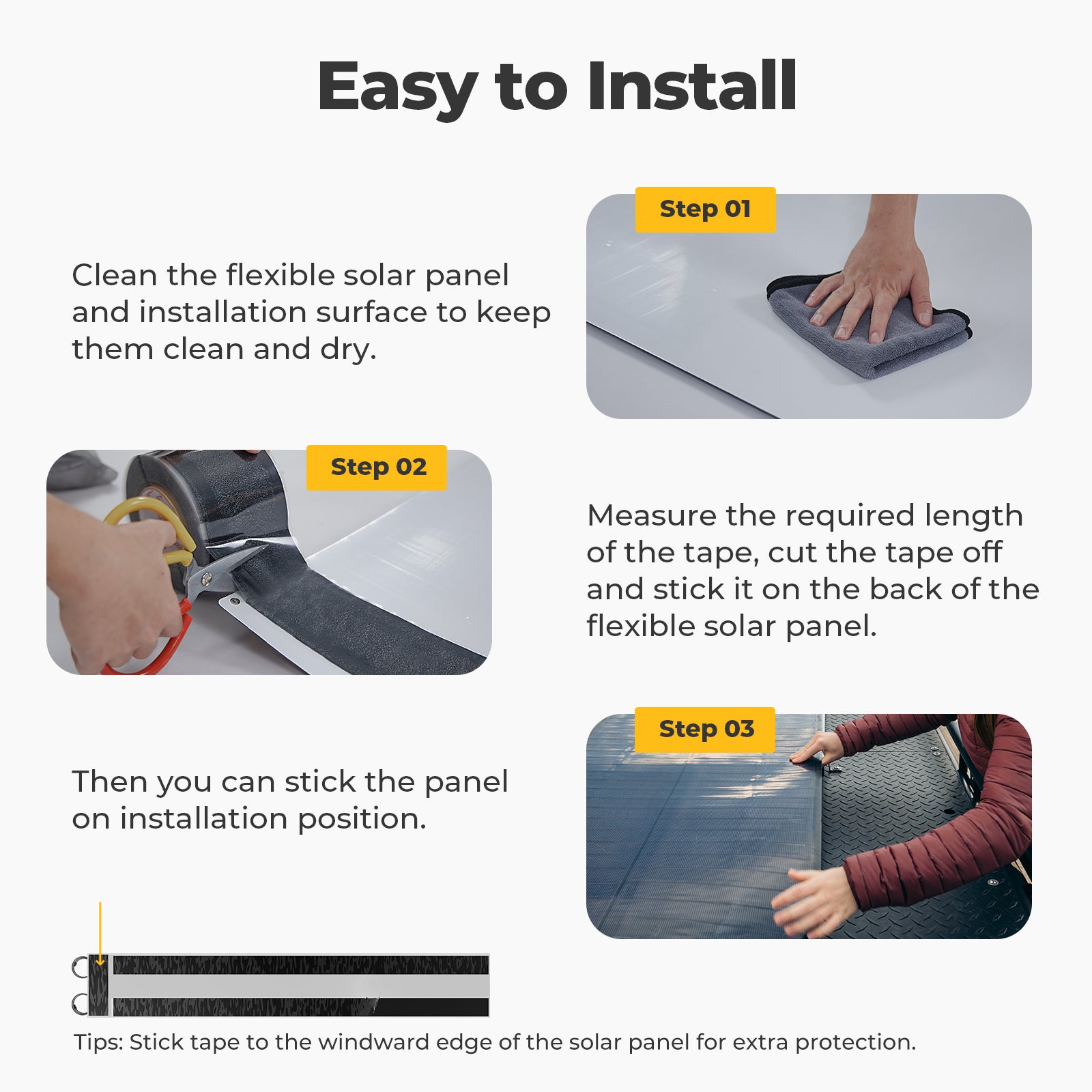 BougeRV Flexible Solar Panel Waterproof Butyl Rubber Tape