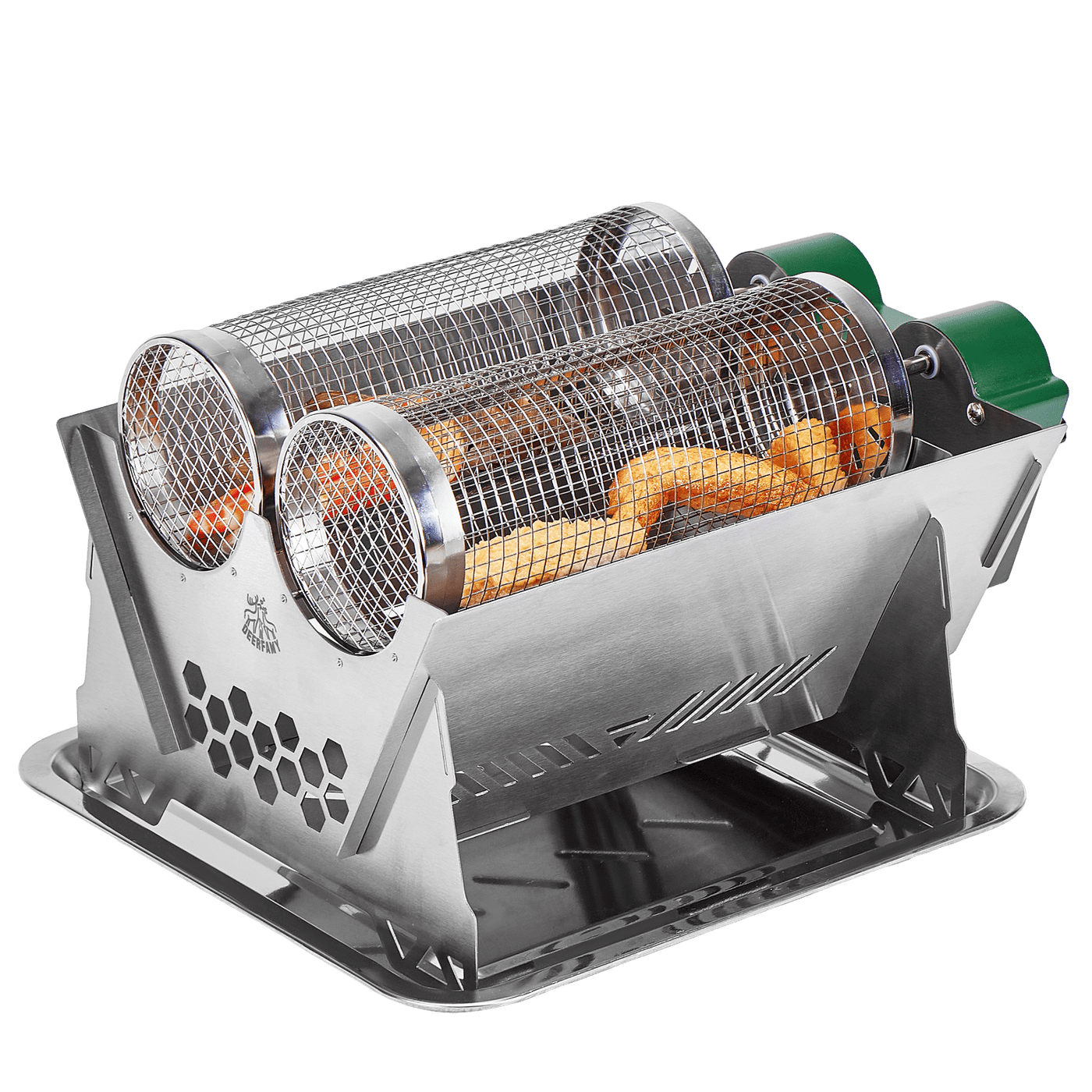 DEERFAMY Electric BBQ Grill with Rotisserie Kit & Rotating Baskets