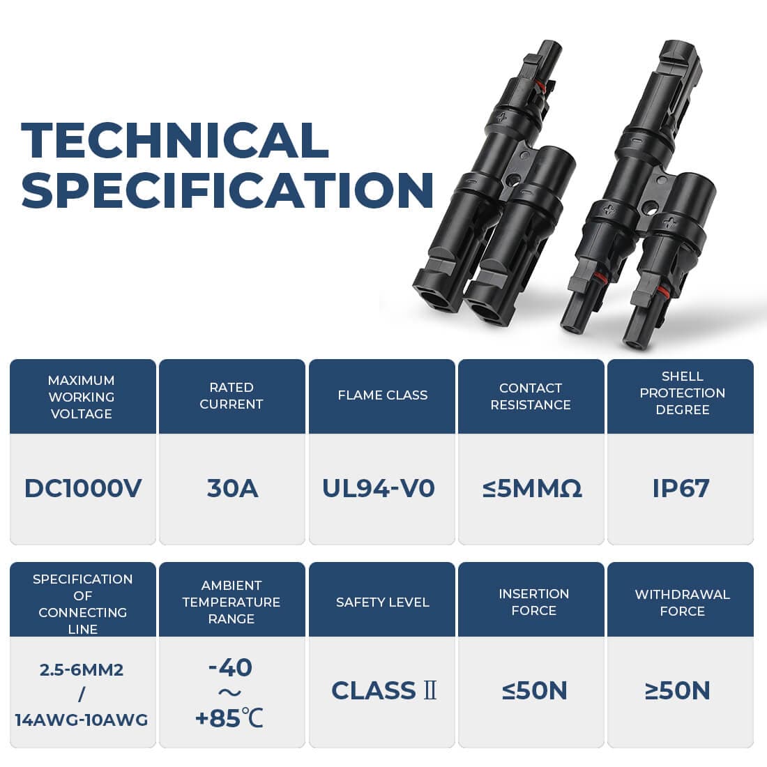 Solar Branch Connectors Y Connector in Pair MMF+FFM Parallel Connection - BougeRV