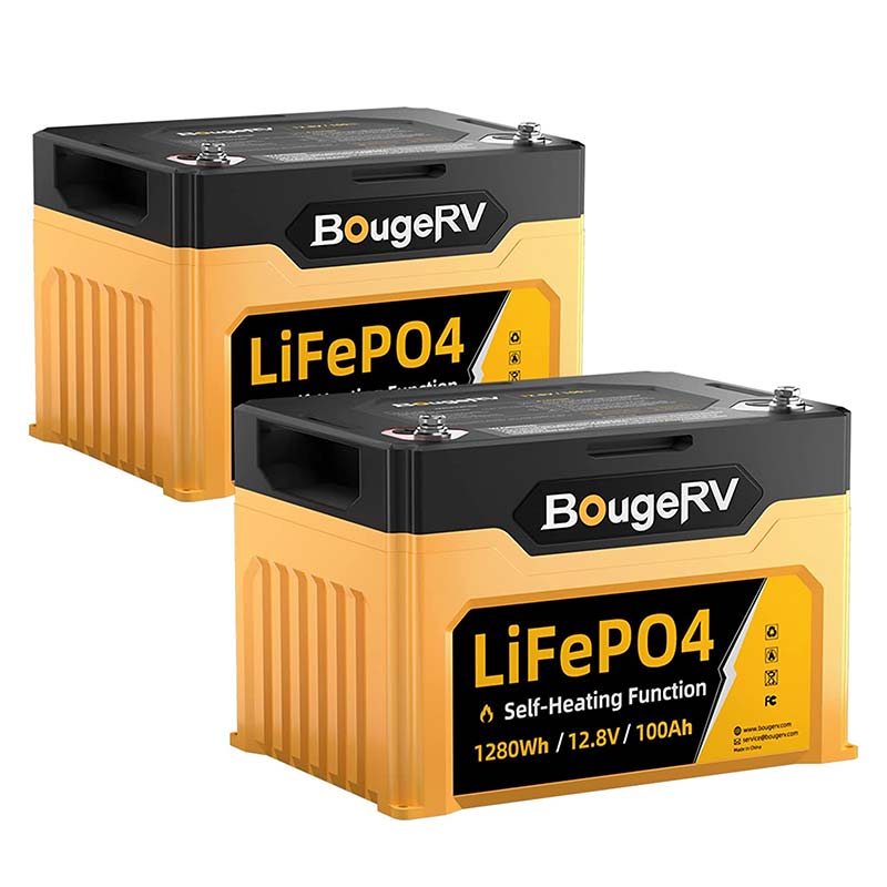 12V 1280Wh/100Ah Self Heating LiFePO4 Battery – BougeRV