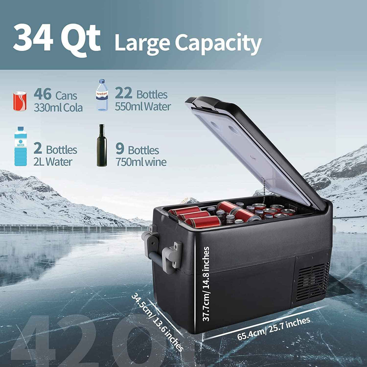 BougeRV 59Qt Portable Car Refrigerator Dual Zone Freezer Cooler Mini Fridge  Compressor 12V/24V